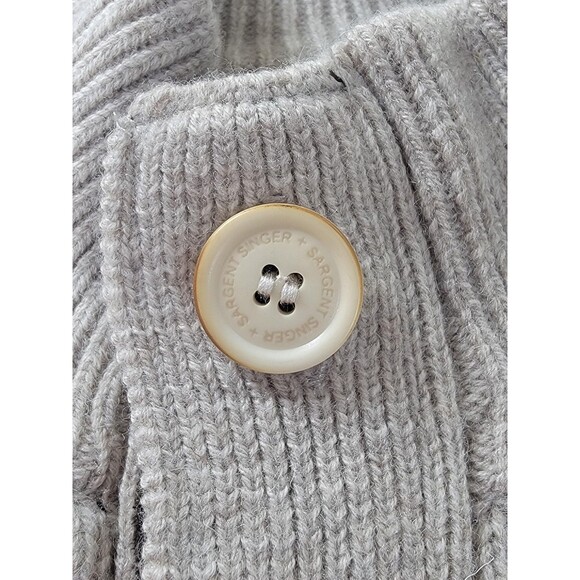 Singer + Sargent Sweater Mens Medium Gray 100% Merino Wool Henley Pullover - Picture 2 of 10